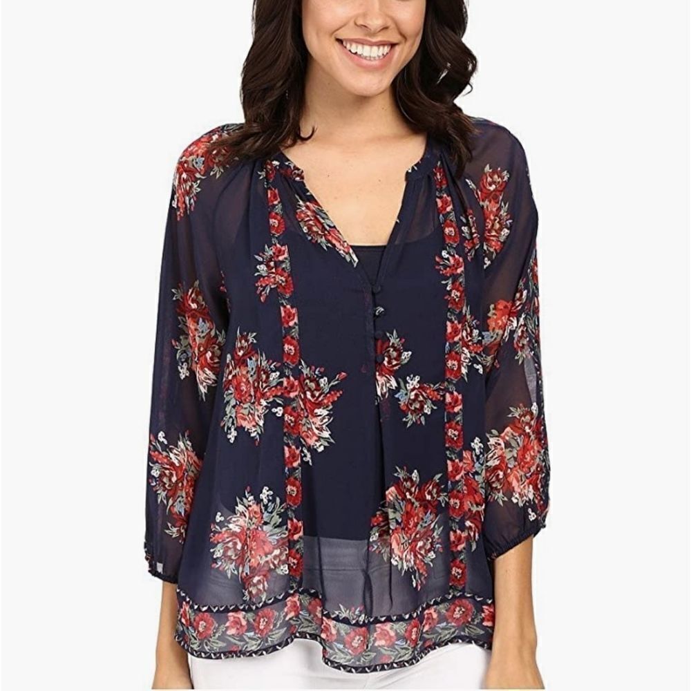 Joie Gloria Floral Print Silk Blouse